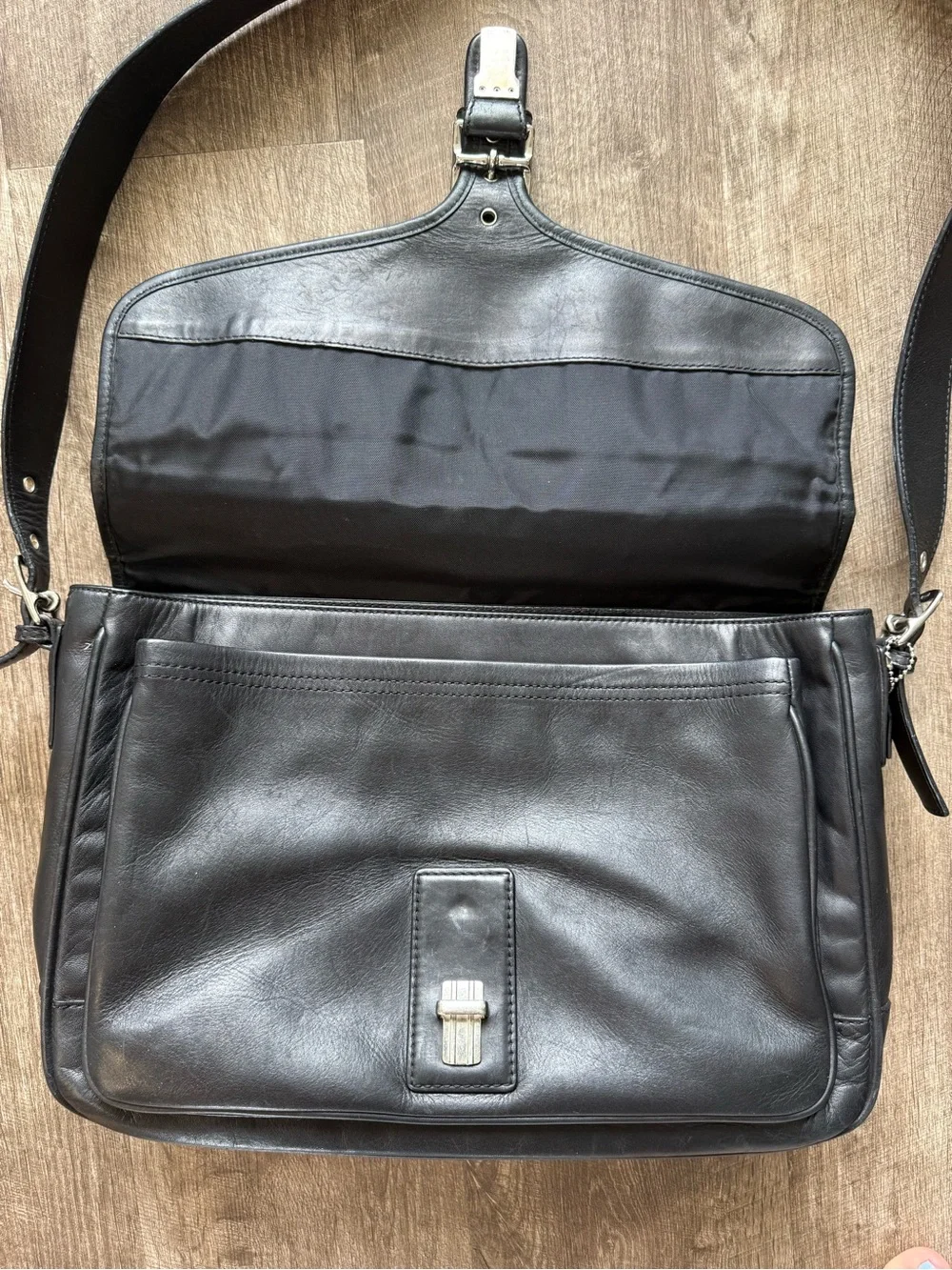 Vintage Coach Logan Black Leather Large Briefcase Portfolio Laptop Bag 5238